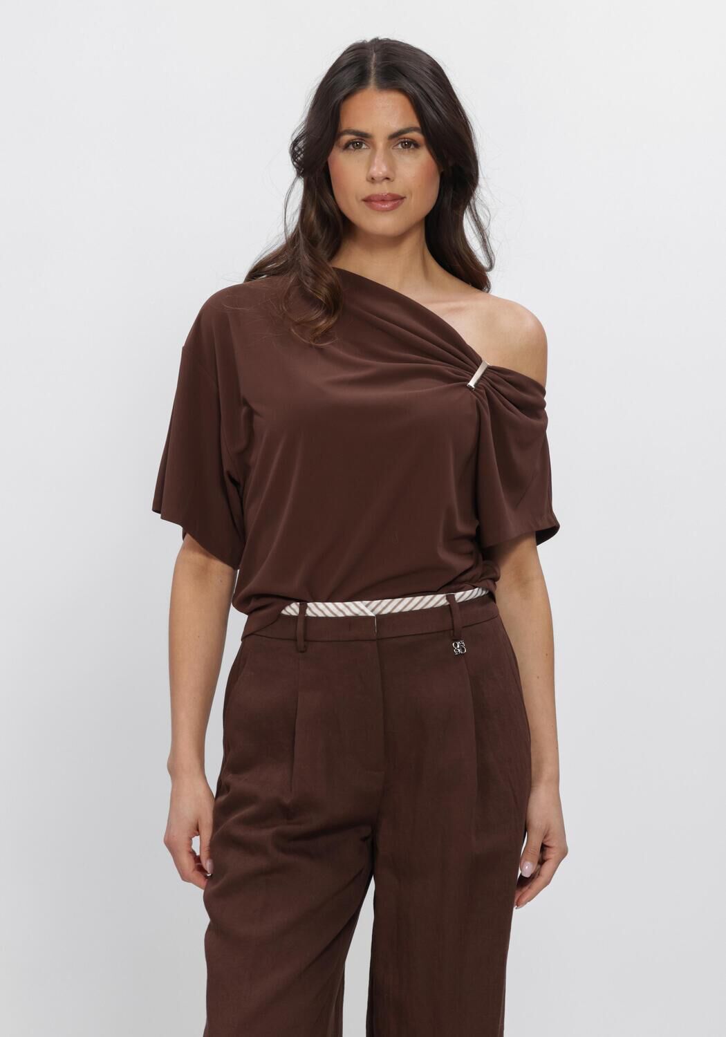 DANTE6 Haut GOU EMBELLISHED DRAPEY TOP en marron - large