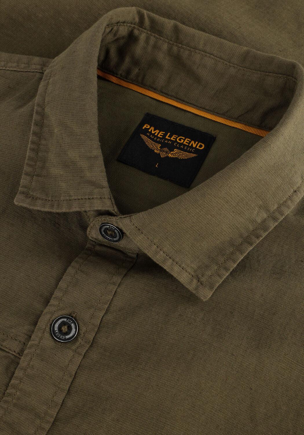 PME LEGEND Chemise d&eacute;contract&eacute; SHORT SLEEVE SHIRT CTN/LINEN en vert - large