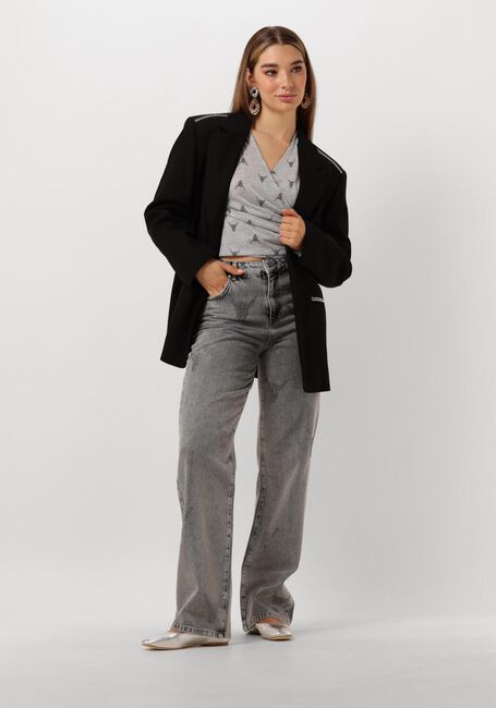 Grijze ALIX THE LABEL Wide jeans LADIES WOVEN STRASS BULL PANTS - large