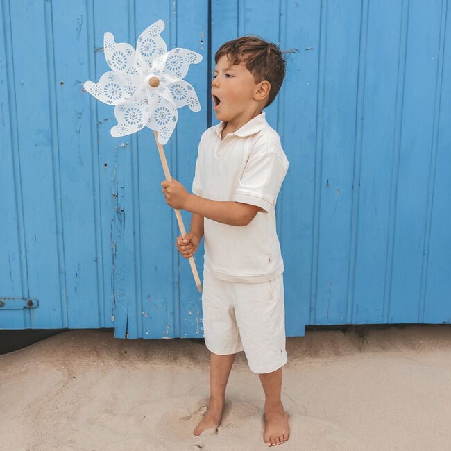 YOUR WISHES Polo STAMPED PALMS CASUAL POLO en blanc - large