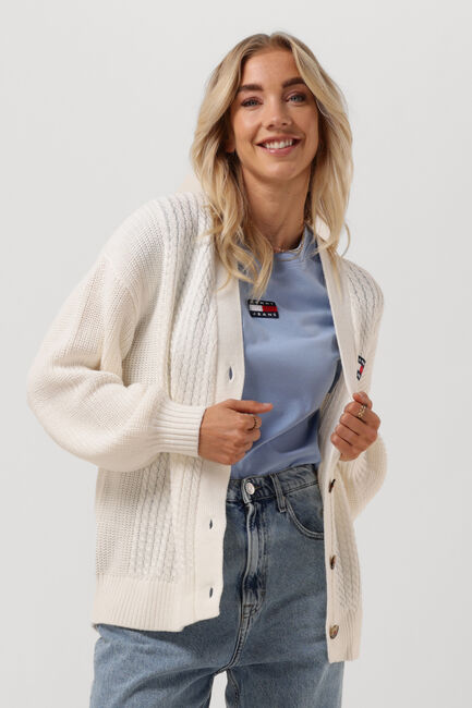 TOMMY JEANS Gilet TJW BADGE CARDIGAN en blanc - large