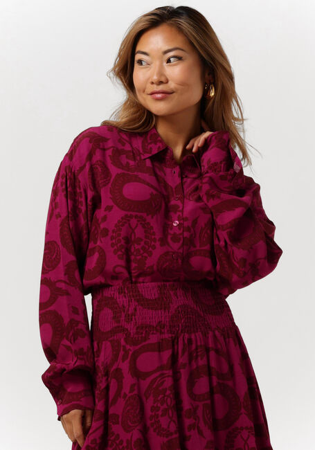 Bordeaux ALIX THE LABEL  LADIES WOVEN DRAGON BLOUSE - large