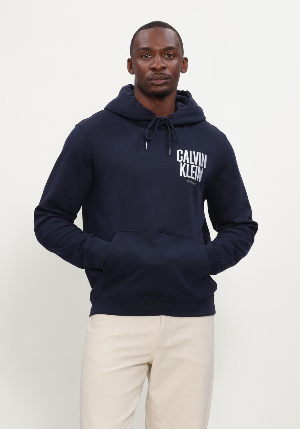 Donkerblauwe CALVIN KLEIN Sweater LS 350FLEECE EU BOLD CLVN KLN HOODIE - large