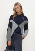 Donkerblauwe NEO NOIR Trui INGA CHECK FLUFF KNIT BLOUSE