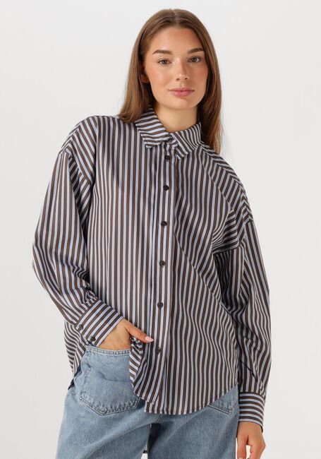 Bruine HAUTE L'AMITIÉ  MELVIN STRIPE TWIST BOW SHIRT - large