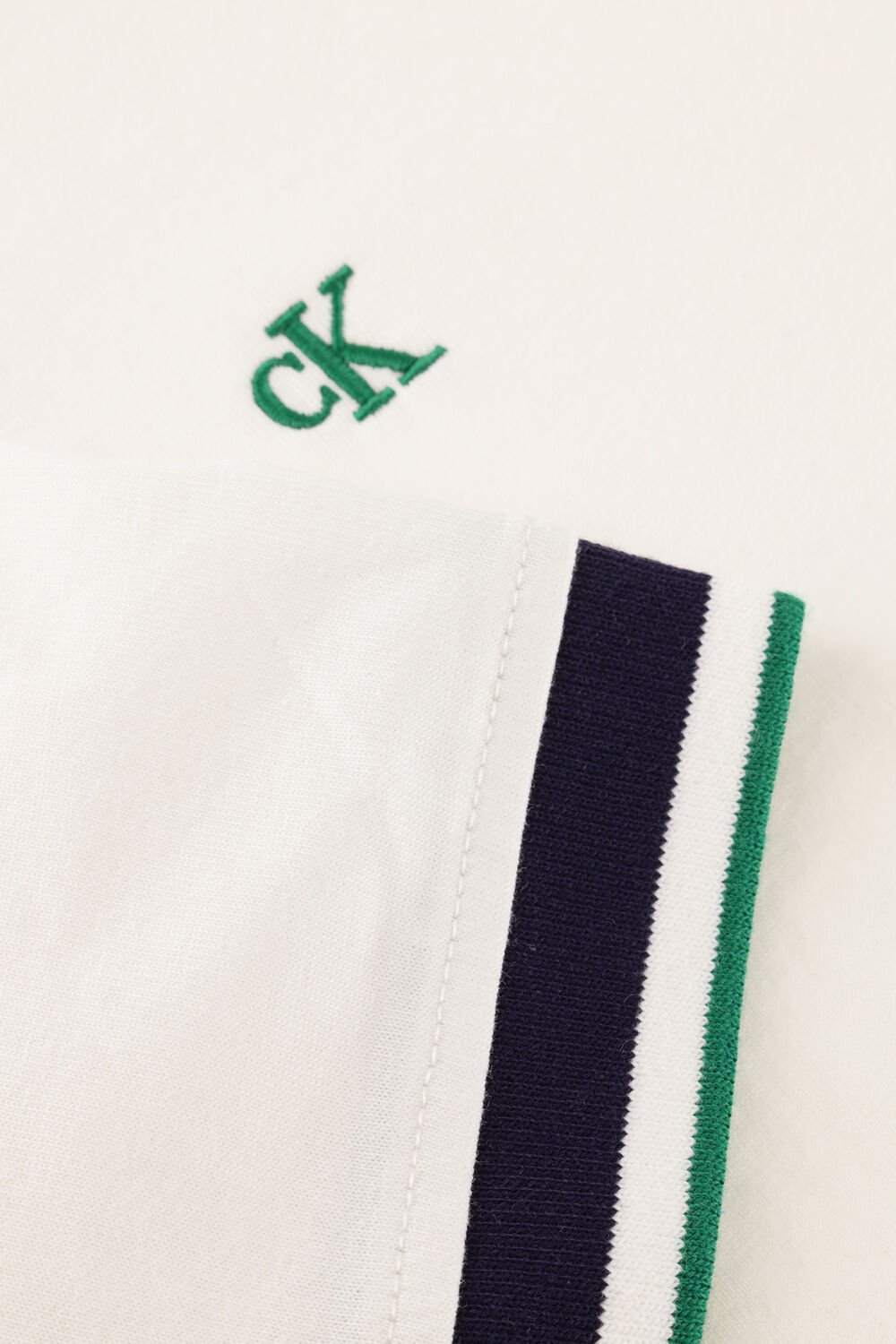 CALVIN KLEIN T-shirt SS CTN MONOGRAM STRIPE TRIM TEE &Eacute;cru - large