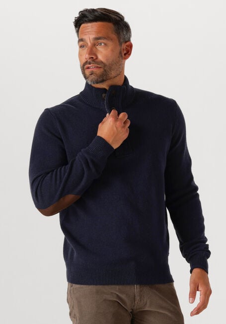 Donkerblauwe BARBOUR Trui ESSENTIAL PATCH HALF ZIP KNITTED JUMPER - large