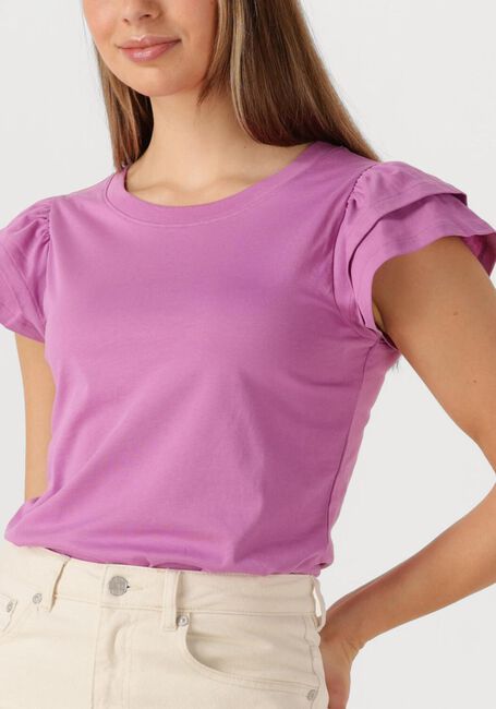 Paarse SELECTED FEMME T-shirt SLFCAMILA SS RUFFLE TEE - large
