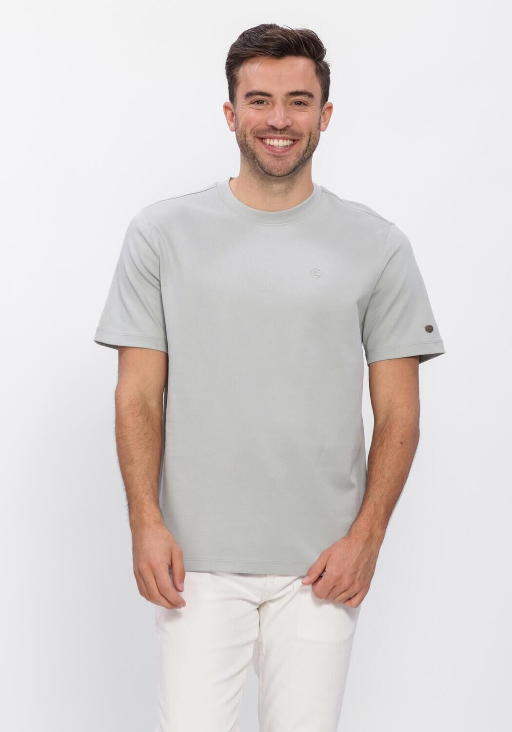 Lichtblauwe CAST IRON T-shirt REGULAR FIT INTERLOCK - large