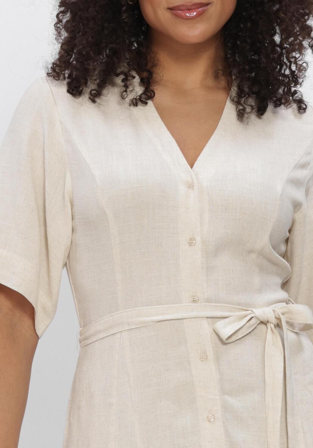 Beige SELECTED WOMEN Maxi jurk SLFVIVA REGULAR LINEN BLEND DRESS - large