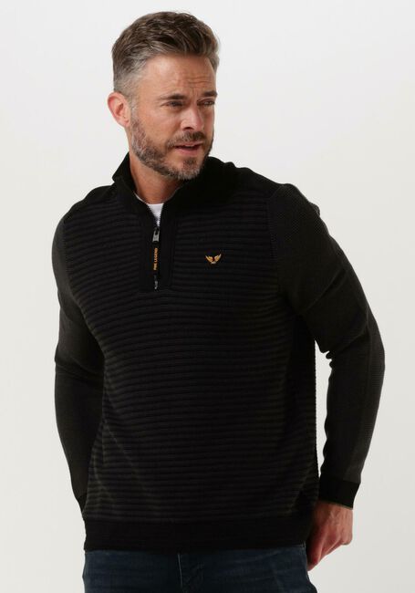 PME LEGEND Pull HALF ZIP COLLAR COTTON KNIT en noir - large