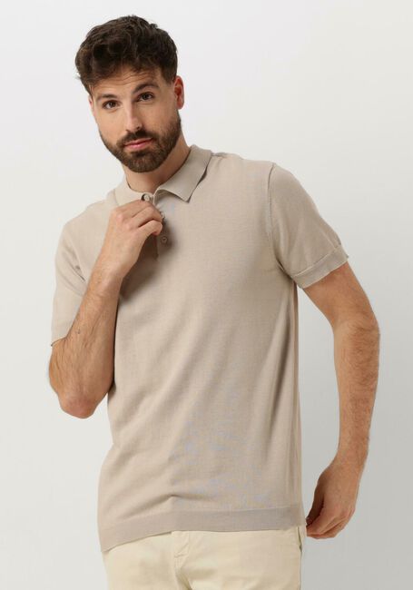 PURE PATH Polo KNITTED SHORTSLEEVE POLO BUTTON UP WITH CHEST EMBROIDERY Sable - large