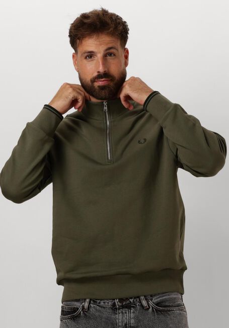 FRED PERRY Chandail HALF ZIP SWEATSHIRT en vert - large