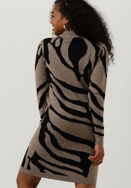 Bruine OBJECT Midi jurk RAY L/S KNIT DRESS AOP - large