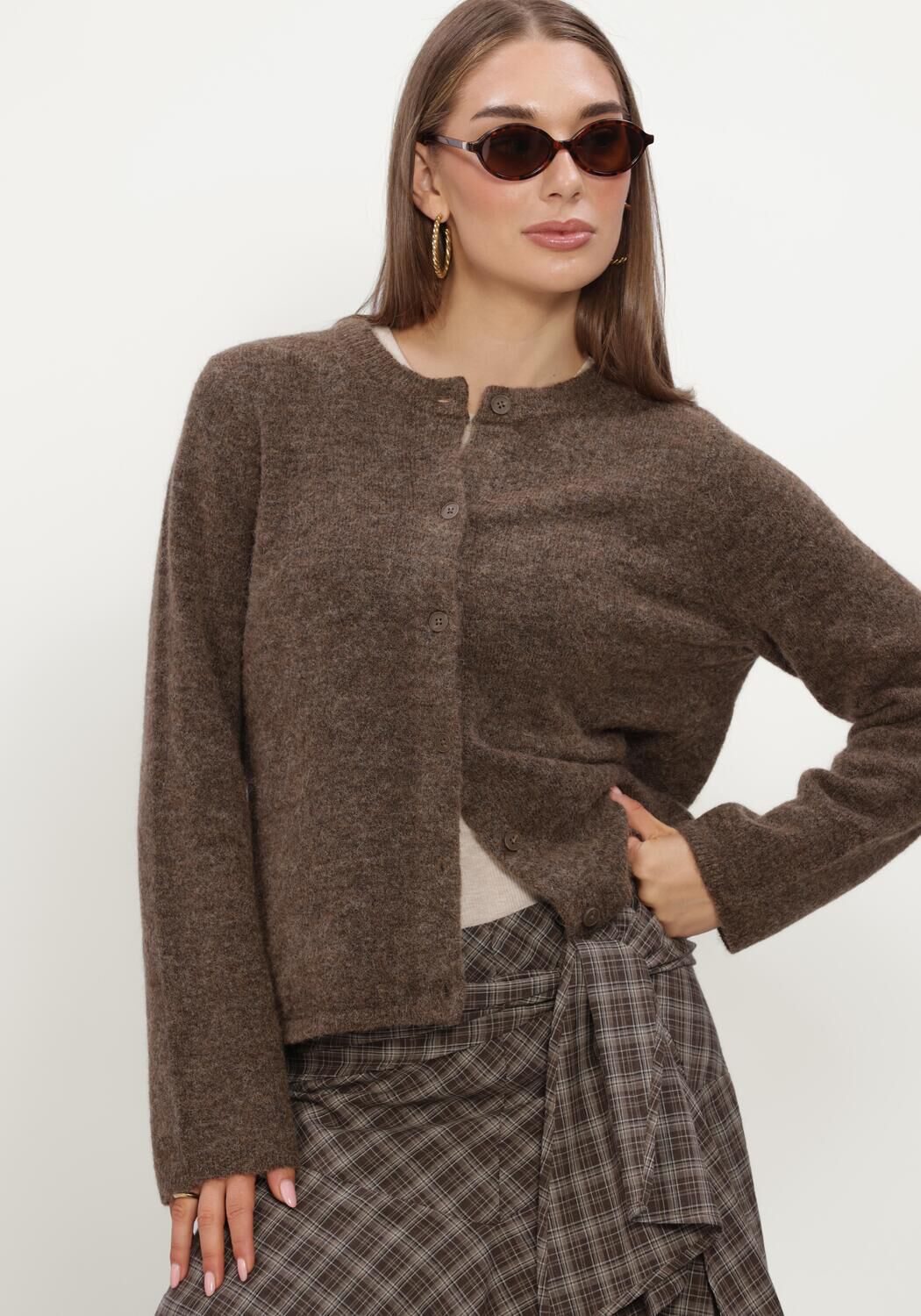 SELECTED WOMEN Gilet SLFLULU NEW LS KNIT CARDIGAN en marron - large