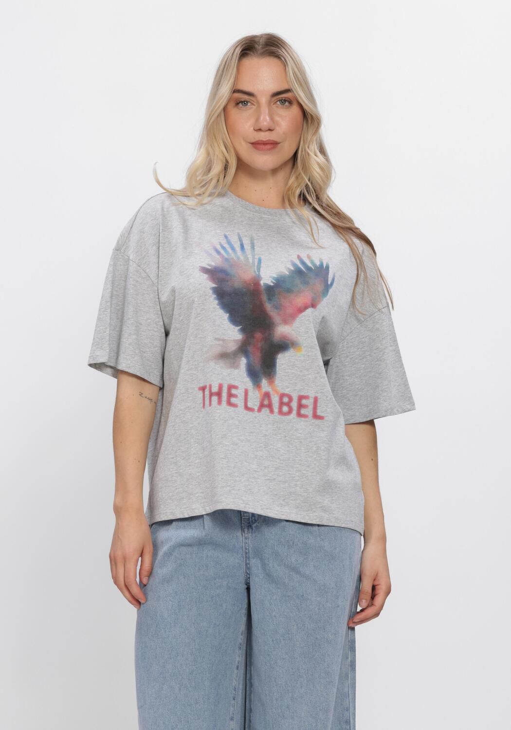 ALIX THE LABEL T-shirt LADIES KNITTED FADED EAGEL T-SHIRT Gris clair - large
