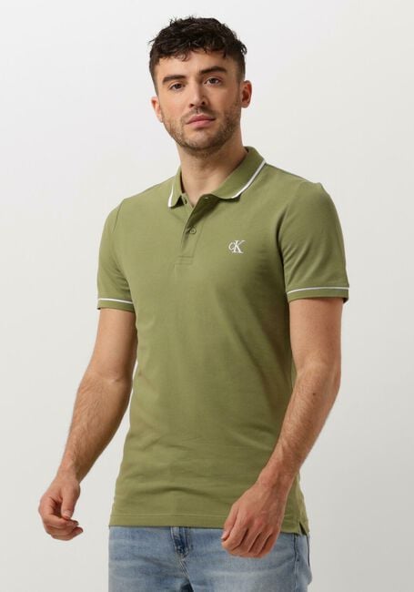 Groene CALVIN KLEIN Polo TIPPING SLIM POLO - large