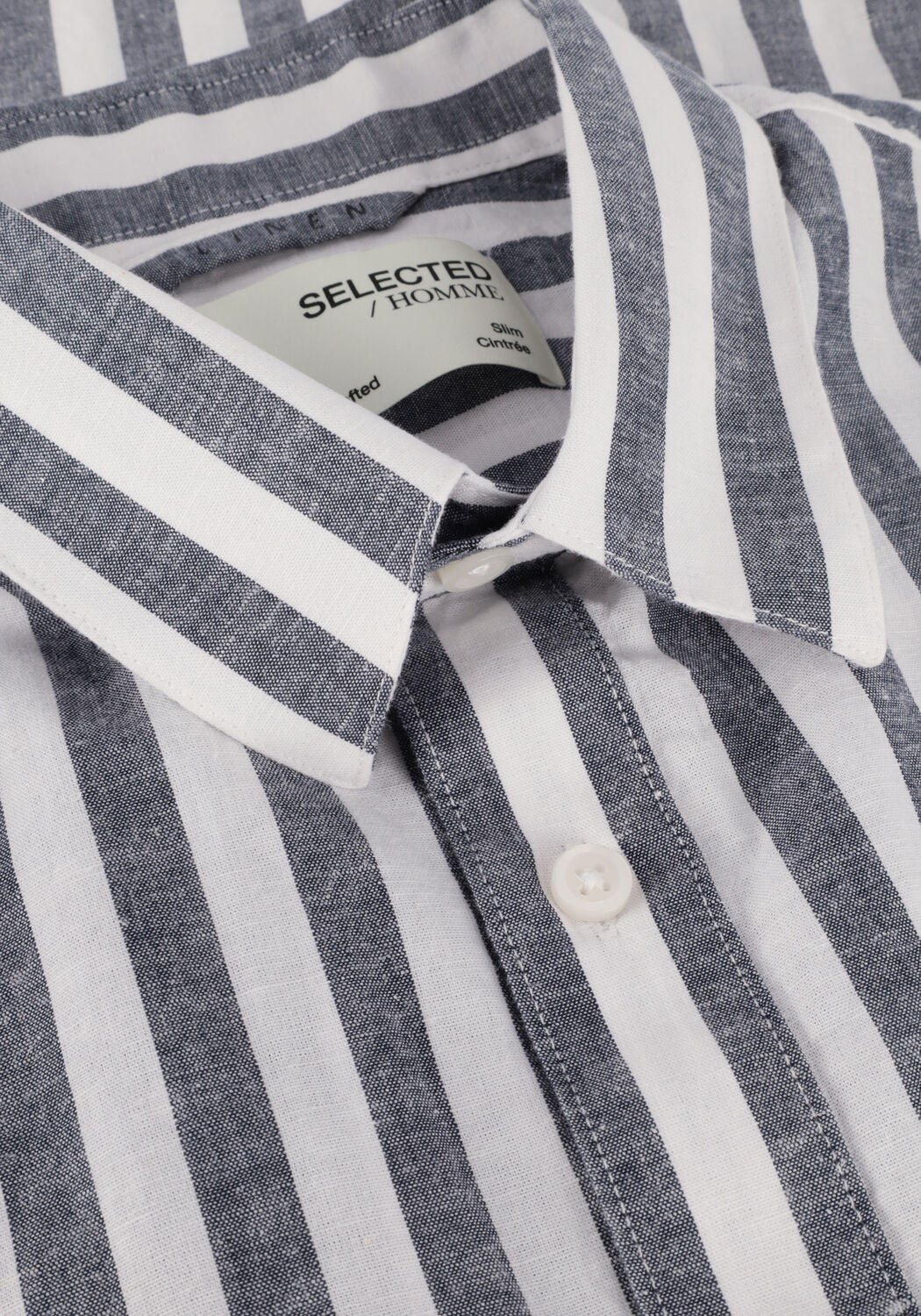 SELECTED MEN Chemise d&eacute;contract&eacute; SLHSLIMNEW-LINEN SHIRTS SS CLASSIC W Bleu fonc&eacute; - large