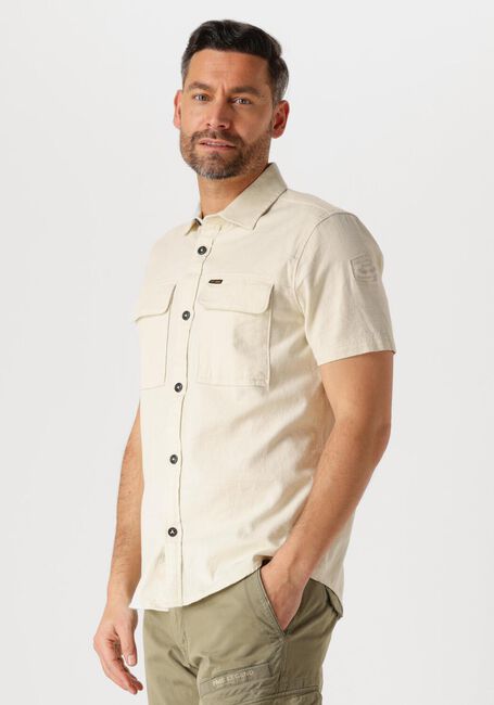 Beige PME LEGEND Casual overhemd SHORT SLEEVE SHIRT SLUB COTTON - large