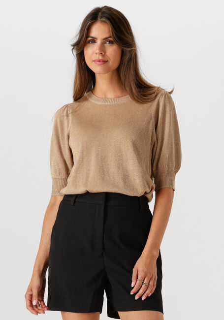 MINUS T-shirt LIVA PUFF SLEEVE METALLIC KNIT PULLOVER en camel - large