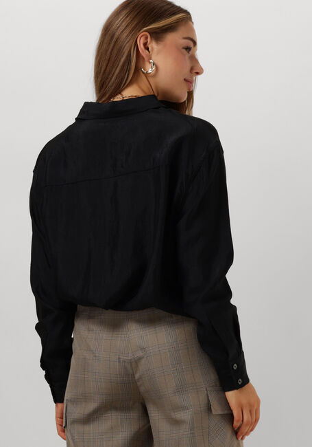 Zwarte ALIX THE LABEL  LADIES WOVEN SHINY CRINKLE BLOUSE - large