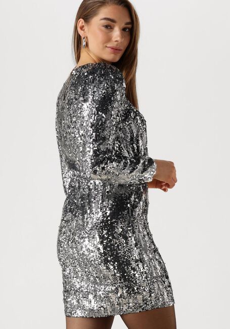 Zilveren SELECTED FEMME Mini jurk SLFARI-COLYN LS SHORT SEQUINS - large