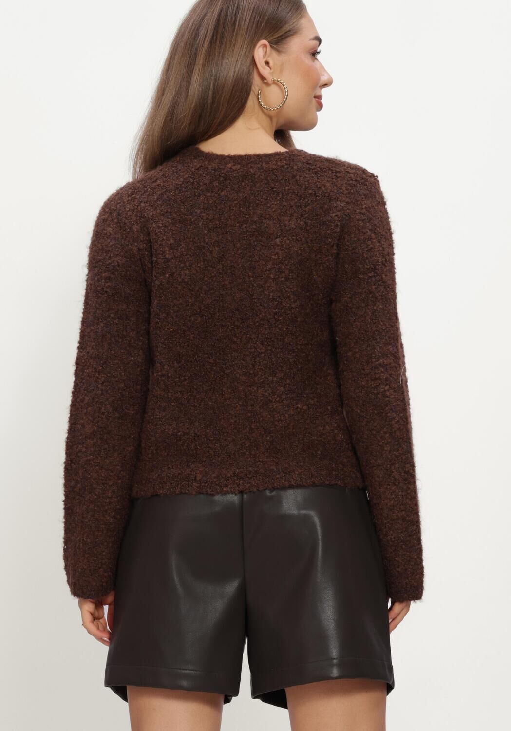 Y.A.S. Pull YASPLYRA LS KNIT CARDIGAN en marron - large