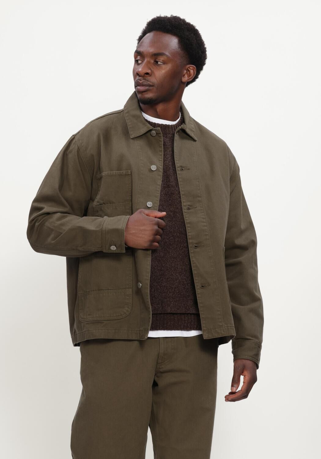 FOR&Eacute;T Pull FORAGER TWILL JACKET en vert - large