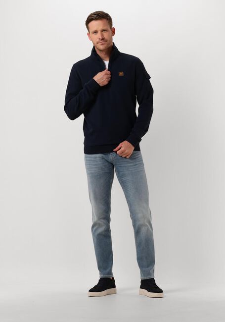 Blauwe PME LEGEND Trui HALF ZIP COLLAR INTERLOCK JERSEY - large