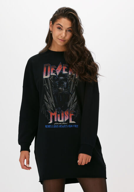 Zwarte COLOURFUL REBEL Mini jurk DESERT MUSE DROPPED SHOULDER S - large