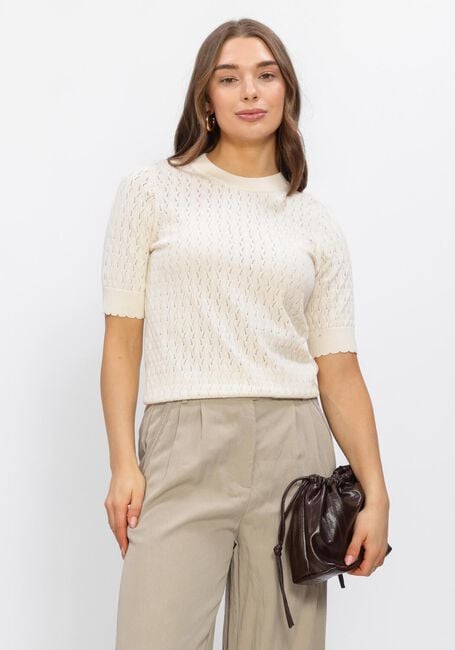 OBJECT Pull OBJFLAUNY S/S RE KNIT TOP &Eacute;cru - large