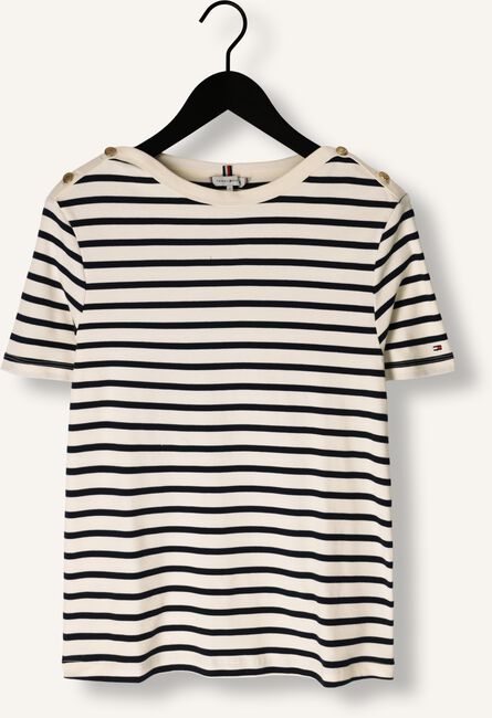 Ecru TOMMY HILFIGER T-shirt REG STRIPE GOLD BTN C-NK SS Ecru TOMMY HILFIGER T-shirt REG STRIPE GOLD BTN C-NK SS - large