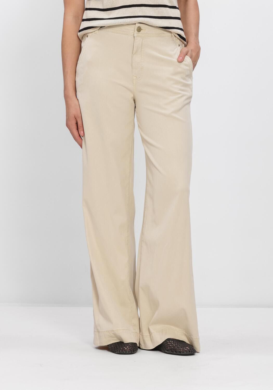 SUMMUM WIDE LEG SKY TENCEL Pantalons Kaki - large
