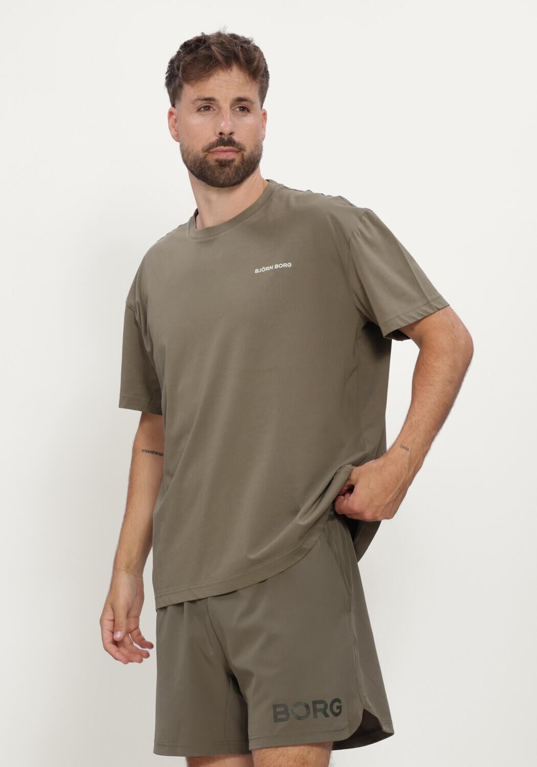 Khaki BJORN BORG T-shirt BORG GYM OVERSIZED T-SHIRT - large