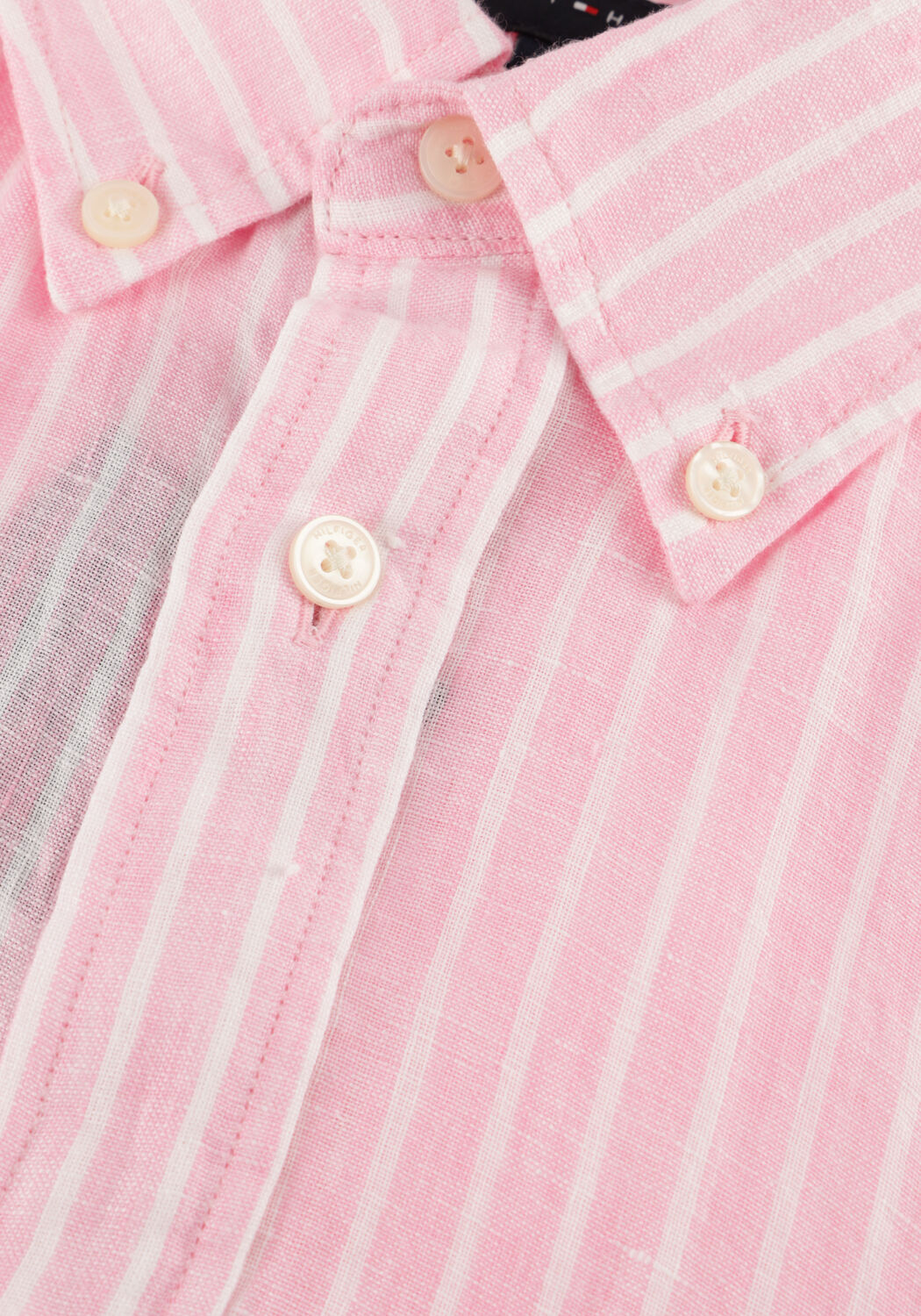 Roze TOMMY HILFIGER Casual overhemd LINEN BENGAL STRIPE RF SHIRT - large