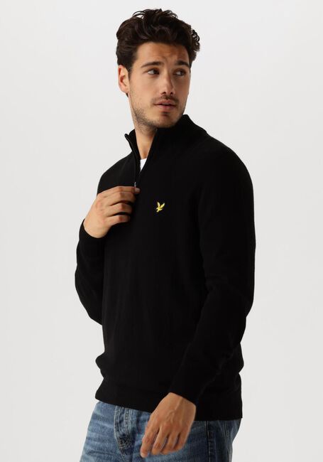 LYLE & SCOTT Pull COTTON MERINO QUARTER ZIP JUMPER en noir - large