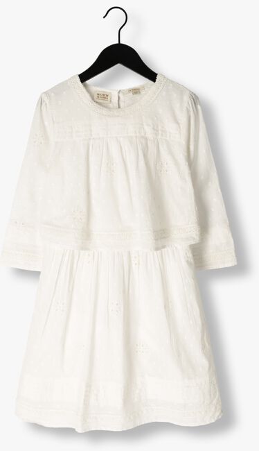 Witte SCOTCH & SODA Mini jurk BRODERIE ANGLAISE + CLIP JACQUARD - large