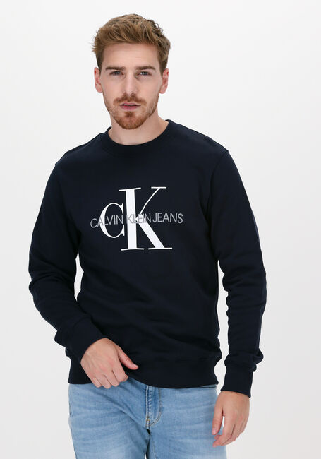 CALVIN KLEIN Chandail ICONIC MONOGRAM CREWNECK en bleu - large