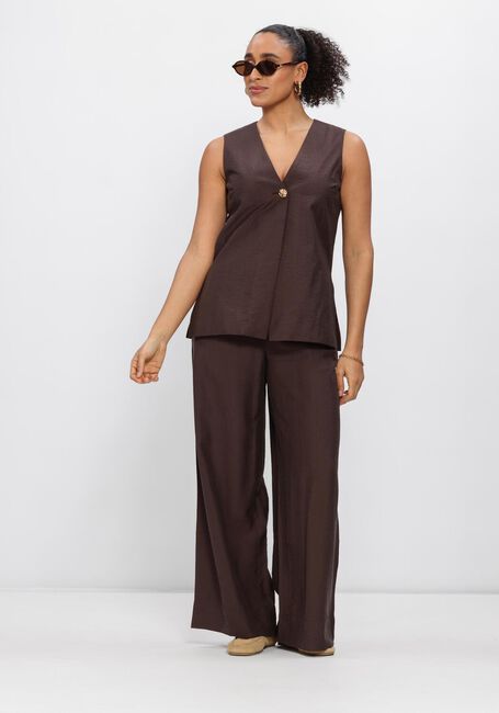 Bruine OBJECT Wijde broek OBJISLA YUI HW WIDE PANTS - large