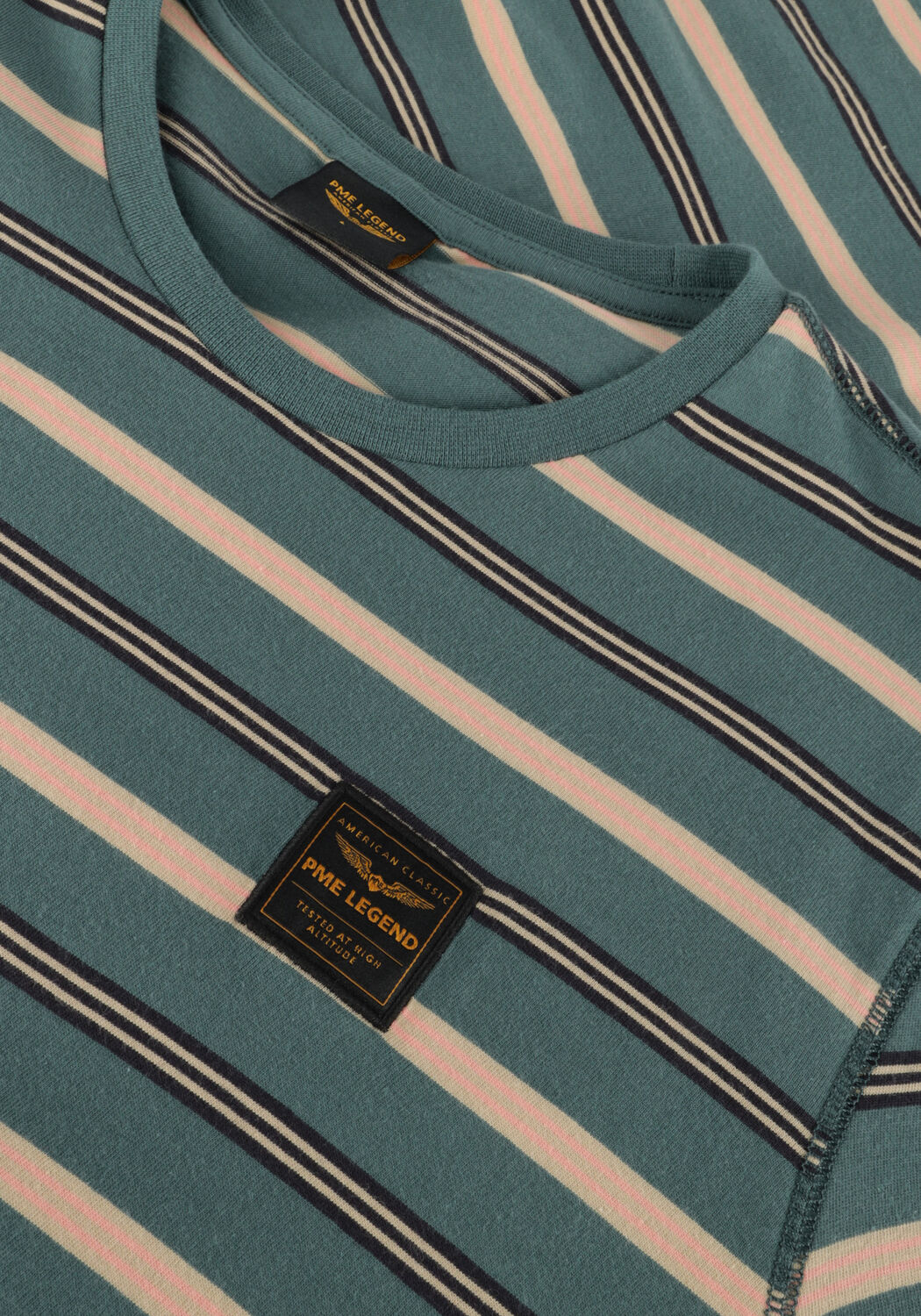 Groene PME LEGEND T-shirt SHORT SLEEVE R-NECK YD STRIPE JERSEY - large