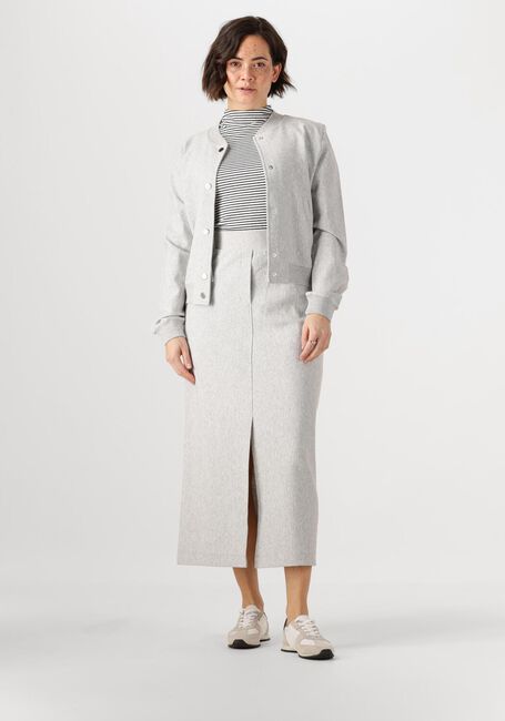 JANSEN AMSTERDAM Jupe midi GEORGIE ROK HVM 683 OVERKNEE SLIT AT CF Gris clair - large