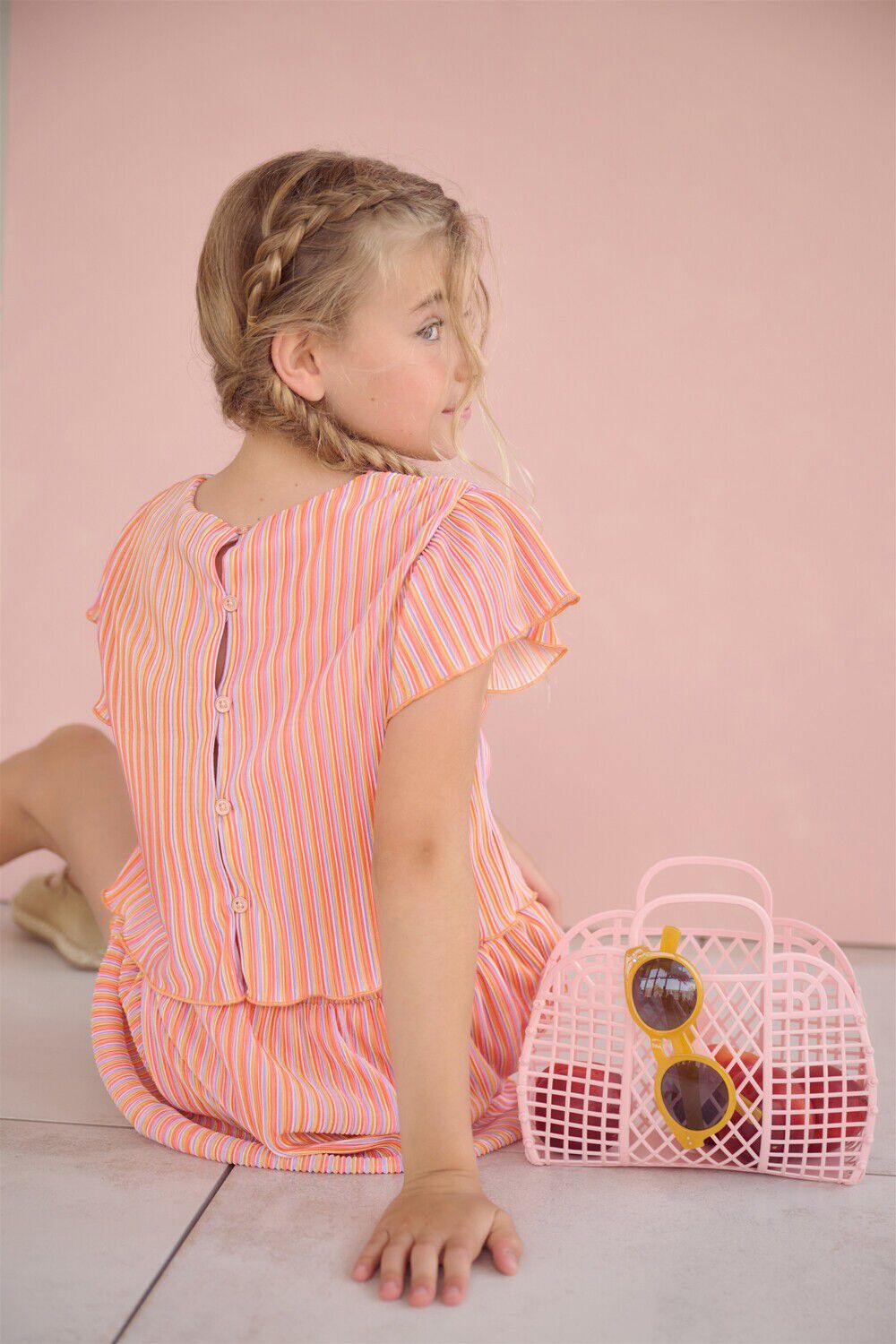 Oranje NONO Top TIANA STRIPED PLISSEE TOP - large