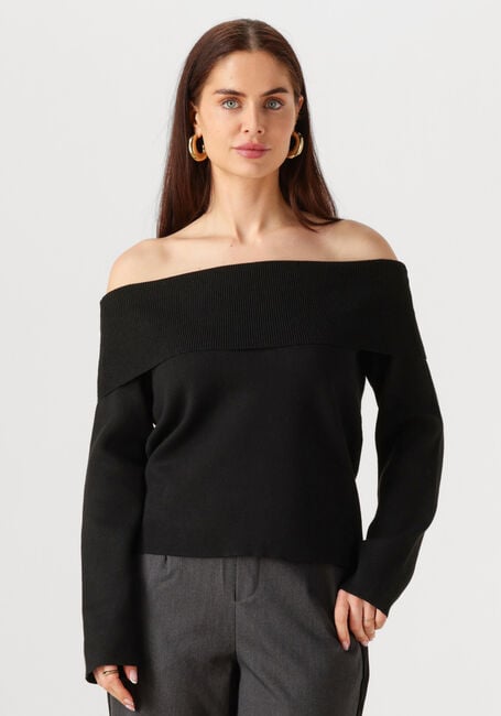 Zwarte OBJECT Tops & T-shirts OBJREYNARD L/S RE OFF SHOULDER KNIT - large
