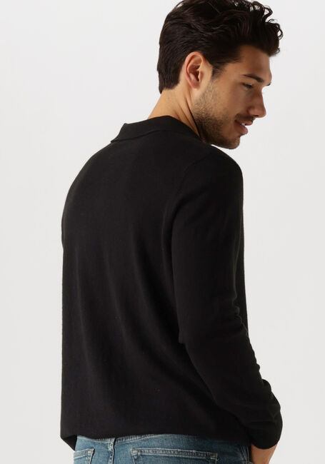 LYLE & SCOTT Pull COTTON MERINO LONG SLEEVE KNITTED POLO en noir - large
