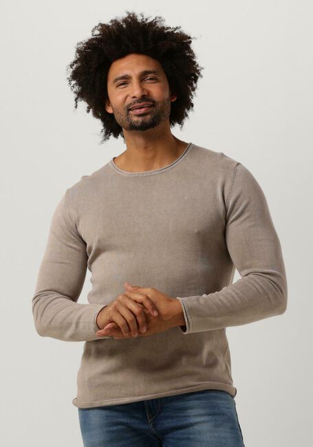 PURE PATH Pull FLAT KNITTED SHIRT WITH SMALL LOGO ON CHEST Sable - large