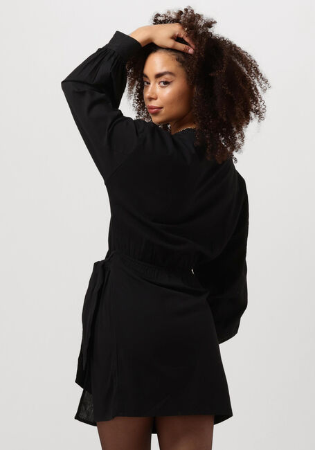 Zwarte ALIX THE LABEL Mini jurk LADIES WOVEN LINEN LOOK WRAP DRESS - large