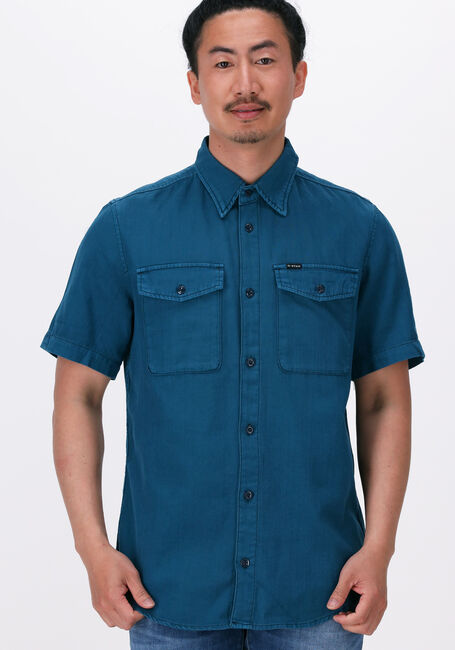 Blauwe G-STAR RAW Casual overhemd MARINE SLIM SHIRT S\S - large