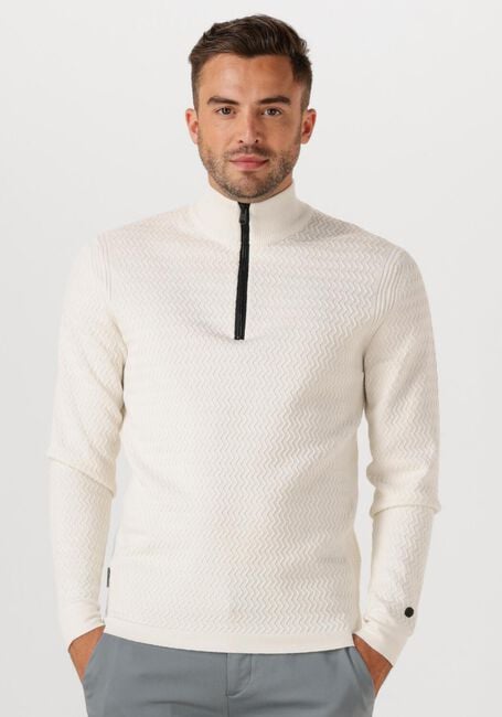 Witte CAST IRON Trui HALF ZIP COLLAR ECOVERO - large