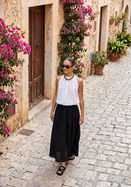 GREEK ARCHAIC KORI Jupe maxi S26K-1002026 en noir - large
