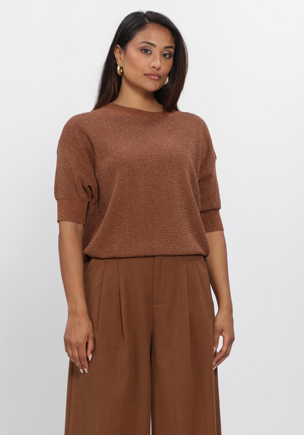 NUKUS Haut KINTY TOP LUREX en marron - large